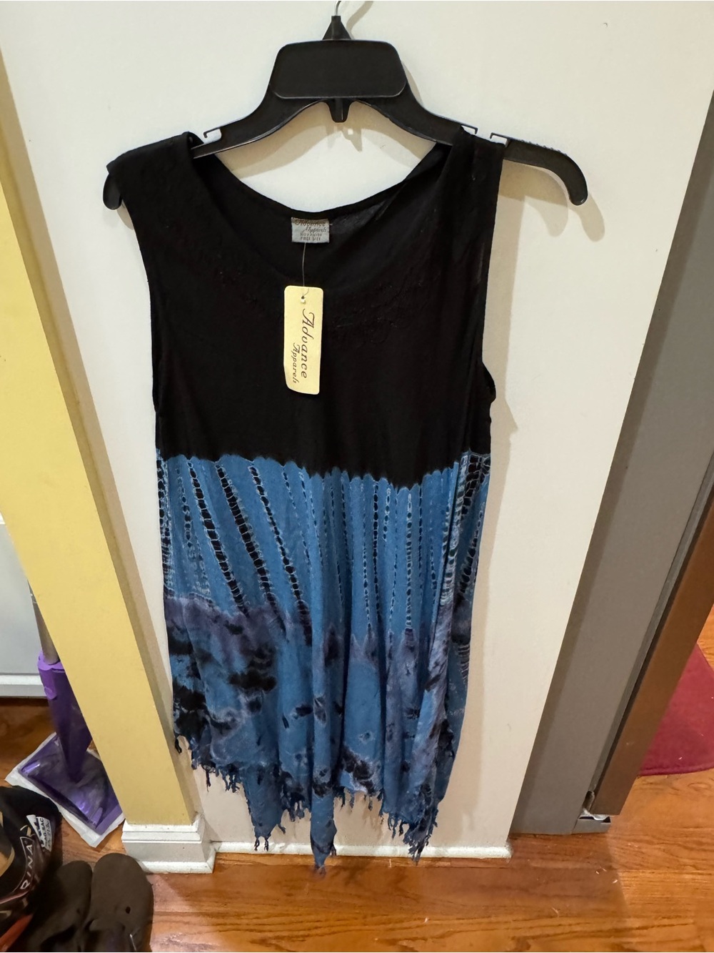 Advance Apparels Black and Blue Tie-Dye Fringe Tunic